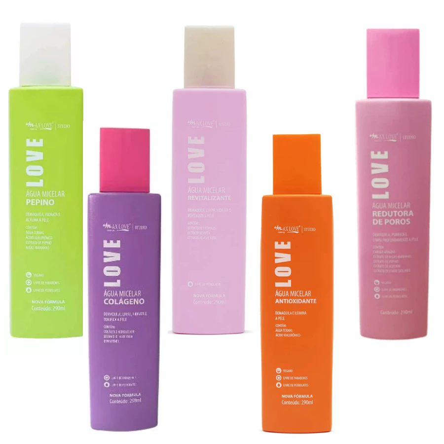 Água Micelar Demaquilante Love 5 em 1 Limpeza Facial - Max Love