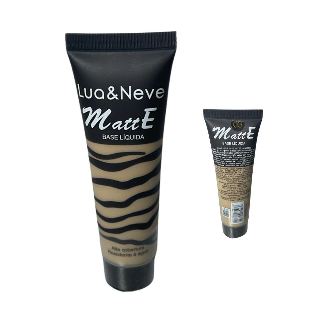 Base Líquida Facial Matte Alta Cobertura 30ml - Lua & Neve