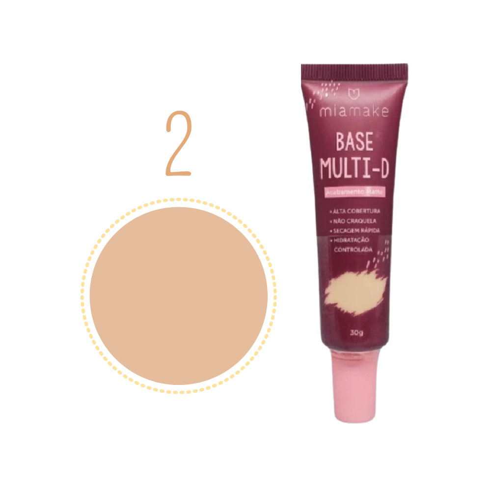 Base Líquida Multi-D Alta Cobertura Matte - Mia Make