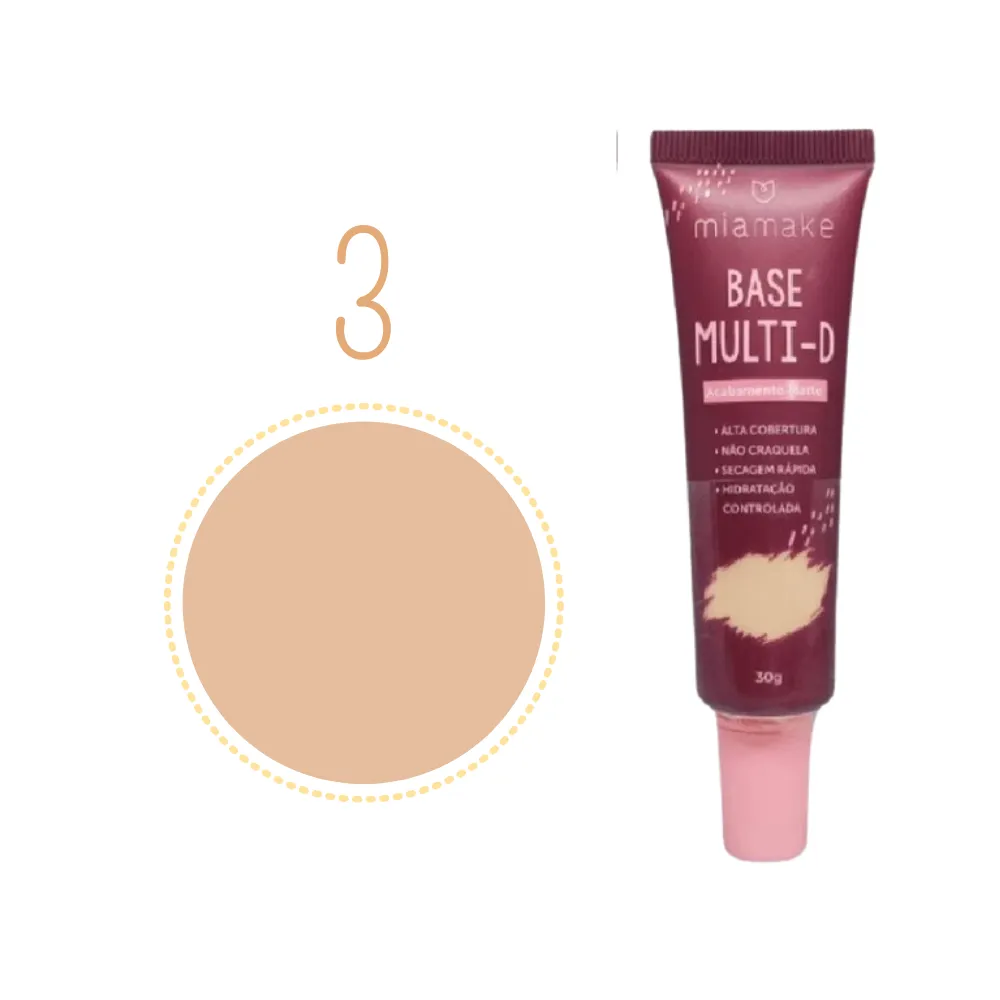 Base Líquida Multi-D Alta Cobertura Matte - Mia Make