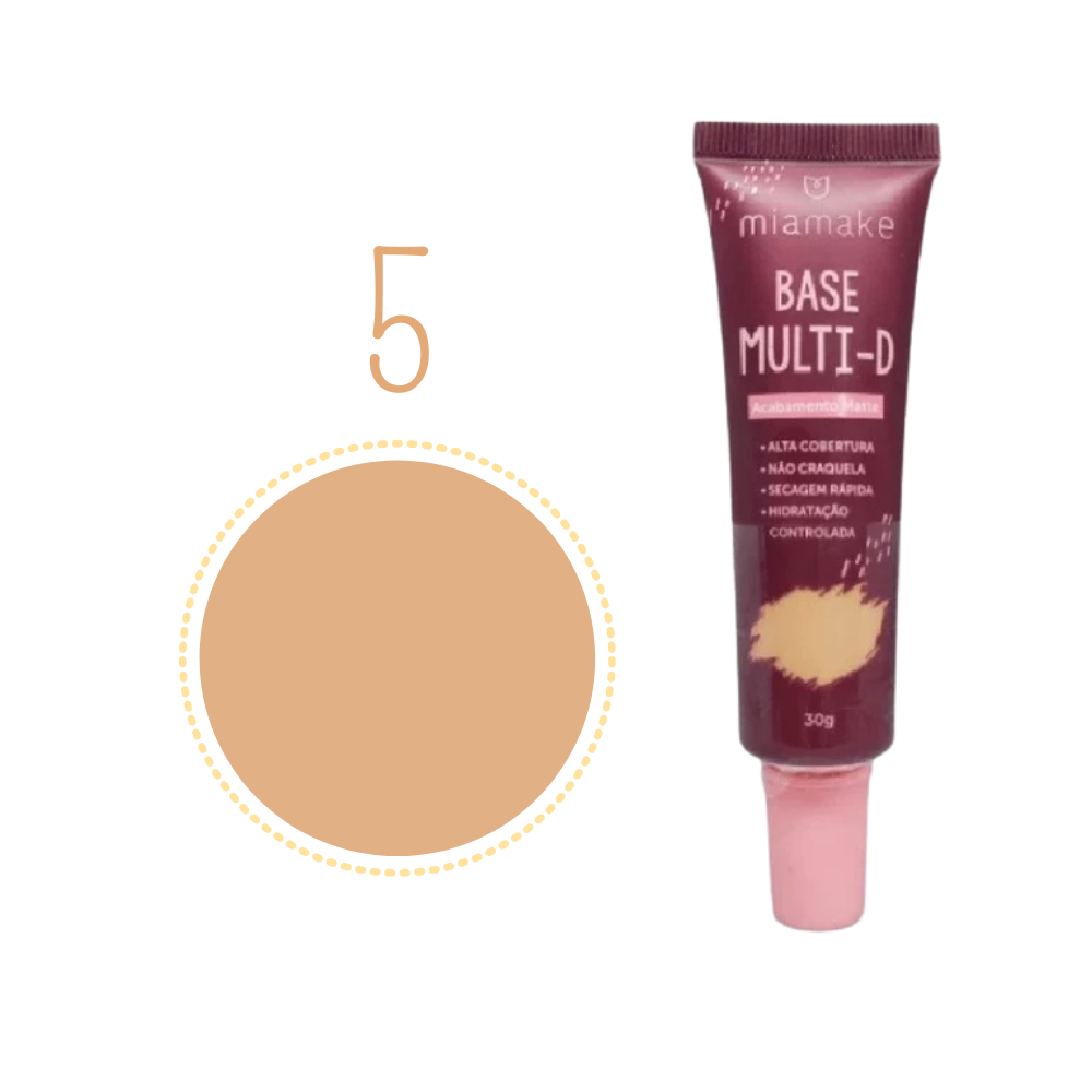 Base Líquida Multi-D Alta Cobertura Matte - Mia Make