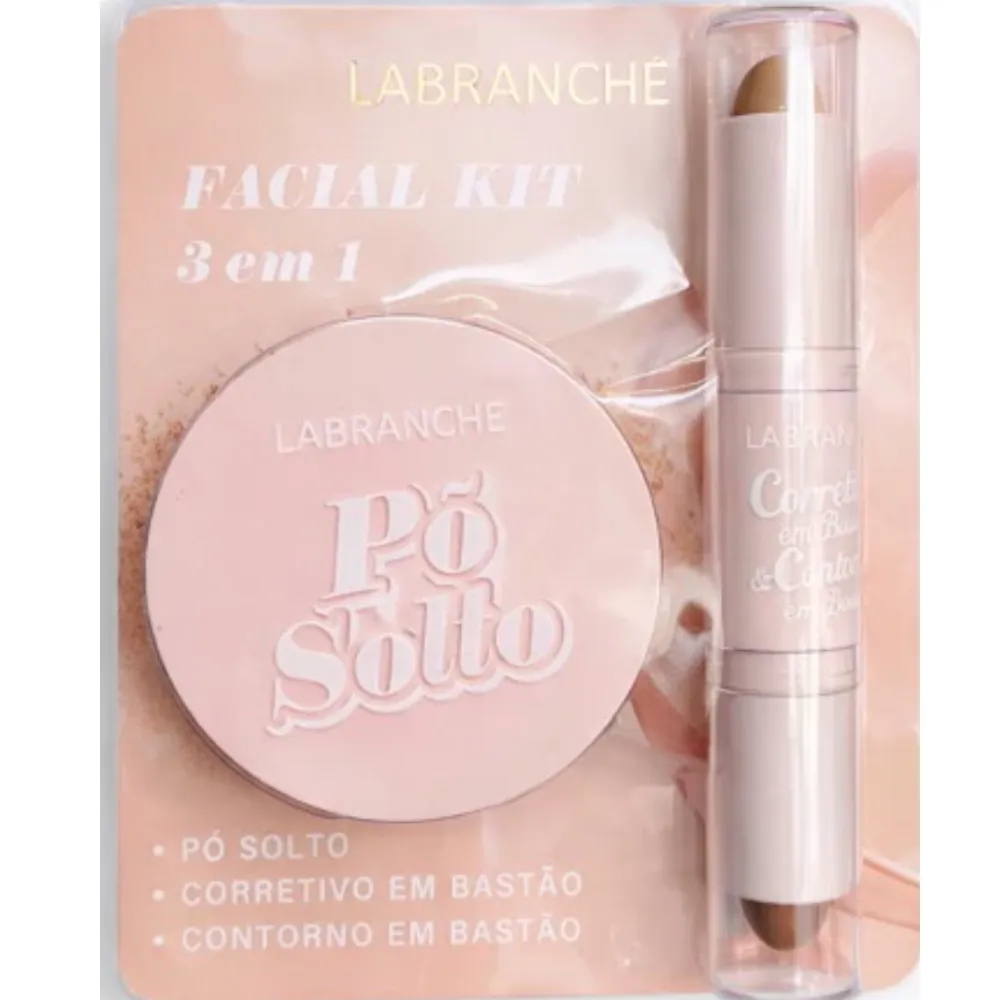 Kit Maquiagem Facial 3 em 1 Contorno Blush e Iluminador - Labranche